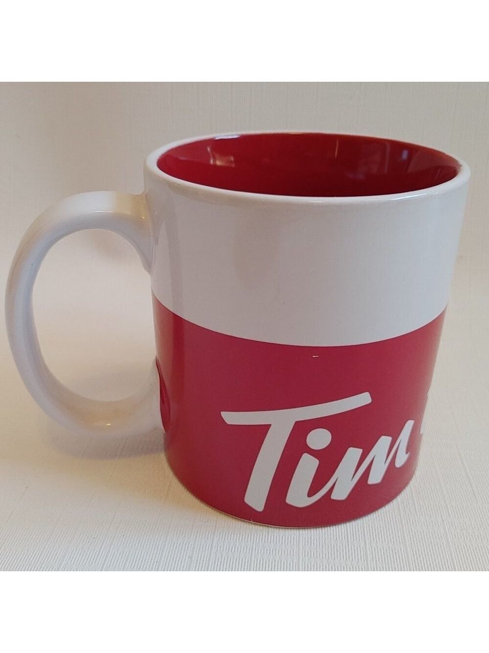 AMERICAN Tim Hortons Mug Bold Stripe Logo 2016 Chip on Base